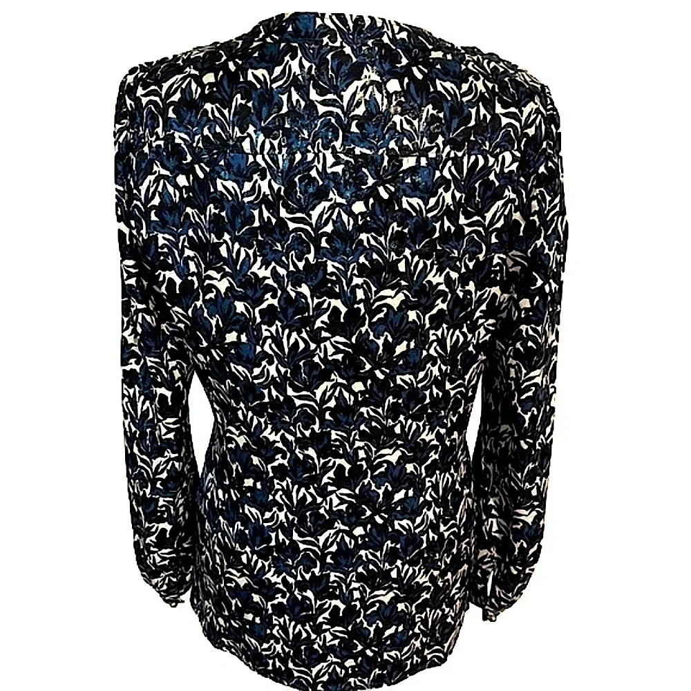 Tory Burch Caralyn Silk Floral Sheen Long Sleeve Button Down Blouse Shirt 4